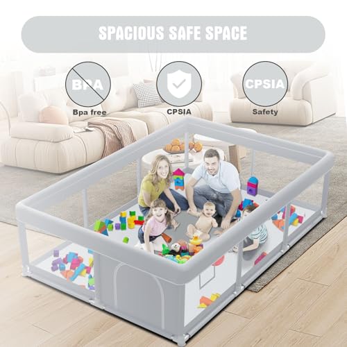 Hiaksedt Baby Playpen 74X50 Inch Large Playpen For Babies And Toddlers Baby Fence Baby Play Yards For Indoor & Outdoor With Breathable Mesh Anti-Fall Playpen thumb #6