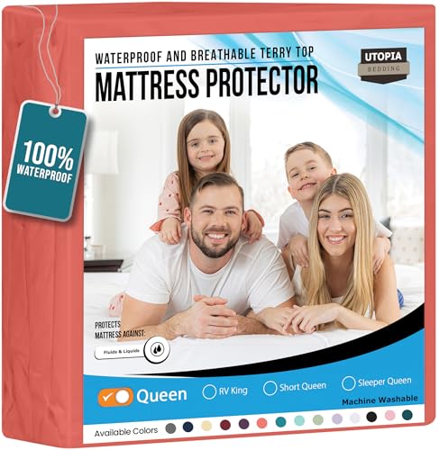 image for Utopia Bedding Waterproof Mattress Protector Queen Size, Premium Terry