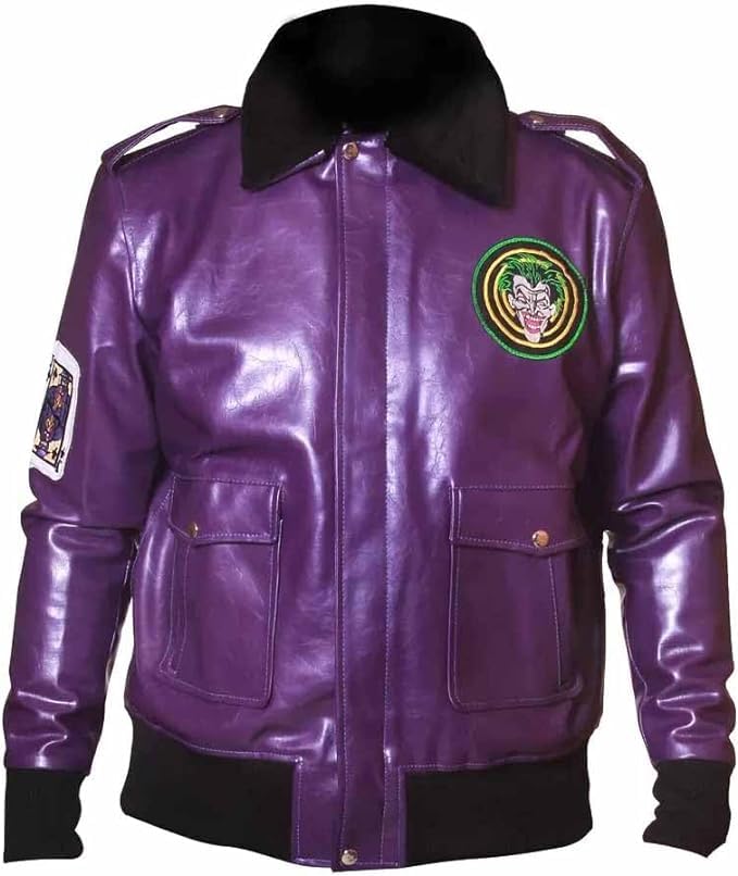 Henchmen Goon Purple Bomber Joker Jacket with Faux Fur Collar2