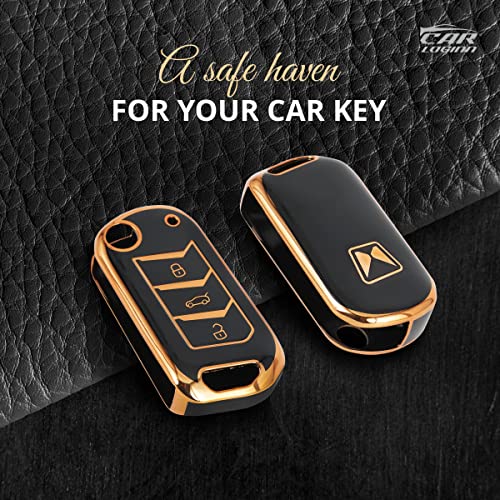 Image of Mogato TPU Leather Car Key Cover Compatible with New Mahindra Scorpio 2022, XUV 700, Thar 2020, Tuv-300, Marazzo, Scorpio 2019, Bolero 2020 Flip Key (Black 3)