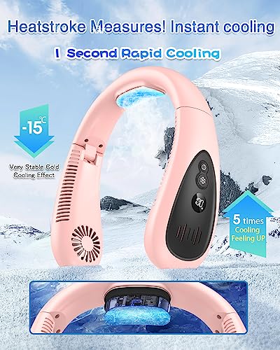 Image of Neck Air Conditioner, Portable Neck Fan with Cooling Plate 360Cooling Airflow, 5000mah Rechargeable USB Fan Hands Free Bladeless Wearable Foldable Mini Fan for Men Women Home Office Outdoor