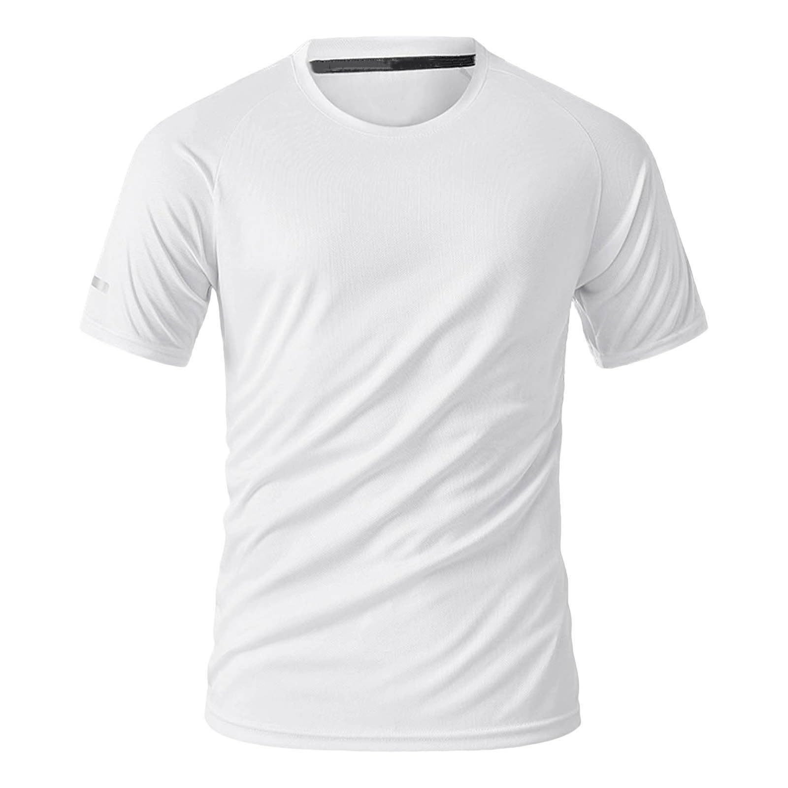Men Short Sleeve Athletic Tops Casual Quick Dry Crew Neck Athletic Workout T Shirts Solid Color Fashion Tee