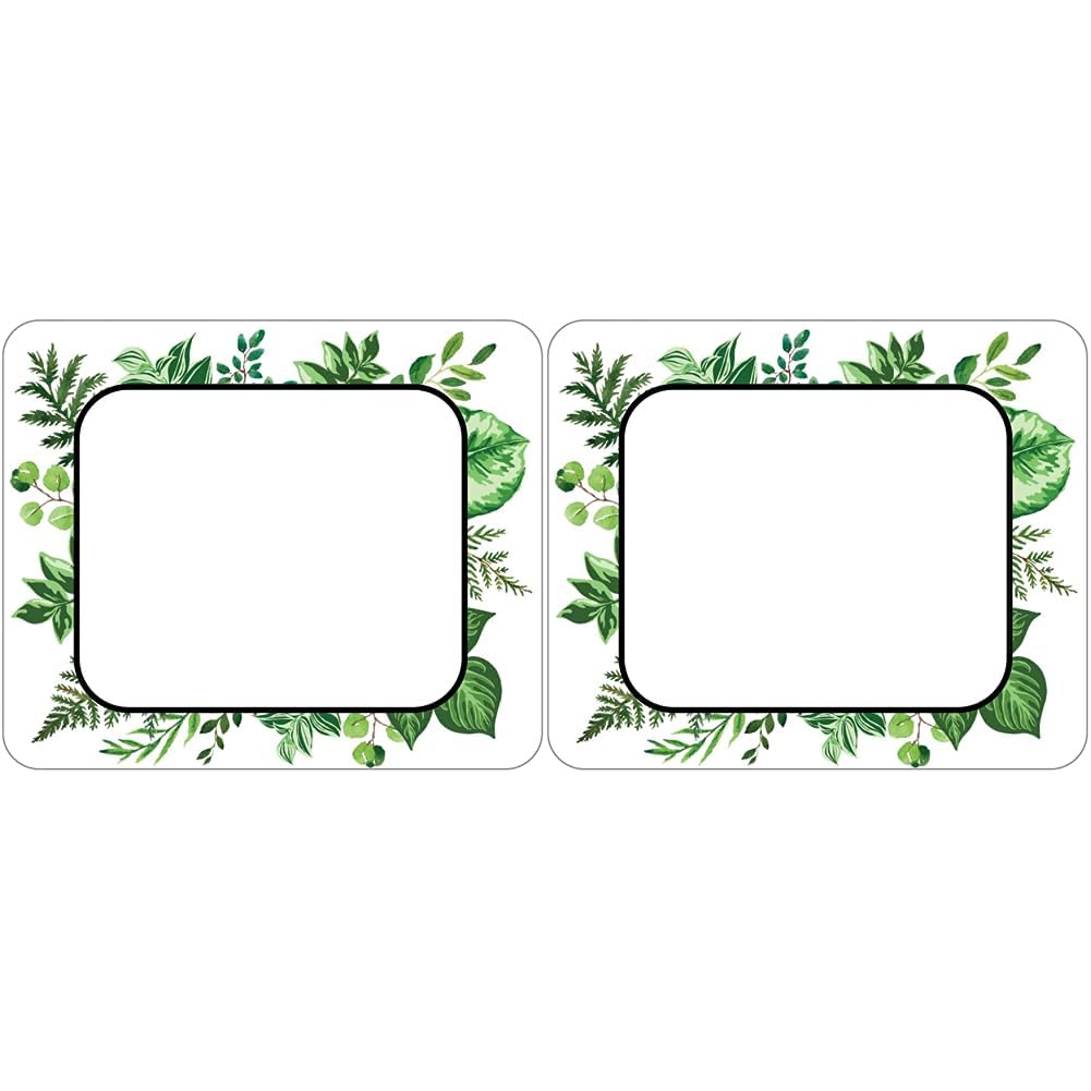 Schoolgirl Style Simply Boho Greenery Name Tags—Self-Adhesive Student Name Tags with Leaves for Cubby or Locker Labels, Field Trips, Back to School (40 pc) (Pack of 2)