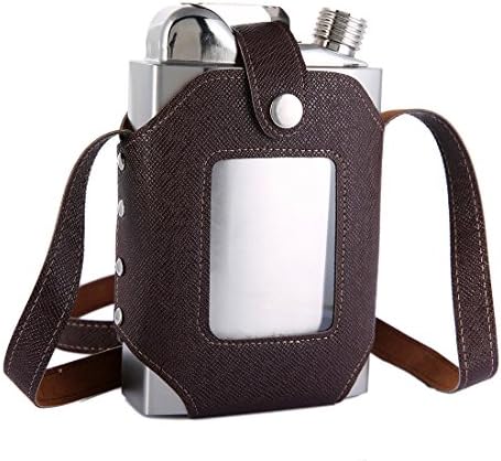 TANEAXON 26 oz Large Capacity Whiskey Flasks for Liquor with Removable Transparent Holster - Stainless Steel and Leak Proof