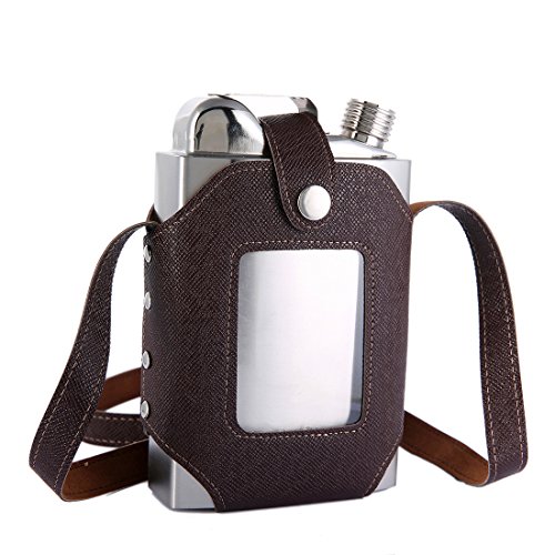 TOX TANEAXON 26 oz Large Capacity Whiskey Flasks for Liquor with Removable Transparent Holster - Stainless Steel and Leak Proof