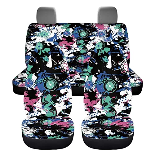 Image of Modysero Graffiti Print Automotive Seat Cover Full Set Custom Breathable Elastic Car Seat Cover for Women Soft Comfortable Vehicle Seat Protector Universal Fit Most Cars SUV Trucks
