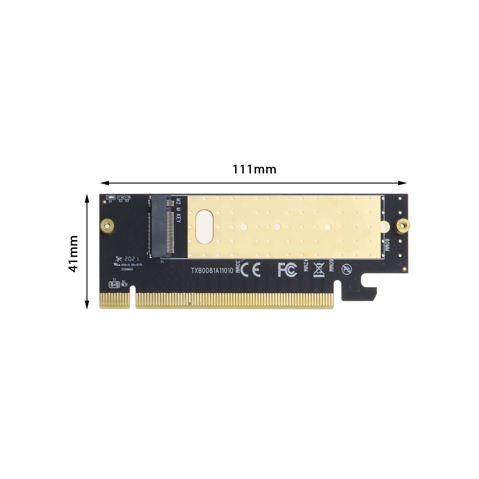 Adaptateur NVMe M.2 Vers PCIe X16 Avec Dissipateur – Support 2230-2280, PCI Express 3.0 X4, Idéal Pour Clé M