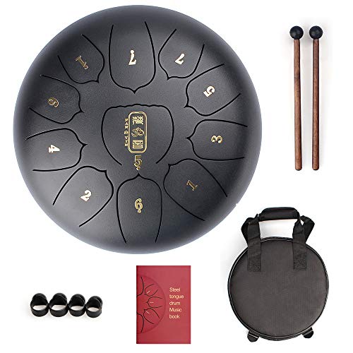 Qstyle 10 Inches Tongue Drum for Kids,11 notes Handpan Drum for Sound Healing,Meditation,Yoga