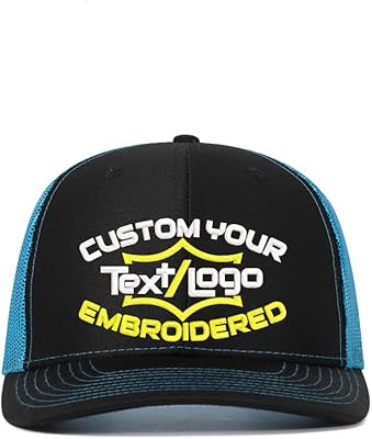 Custom Embroider 112 Trucker Cap with Your Logo/Text,Personalized Adjustable Baseball Cap Casual Sun Peak Hat for Dad Gifts