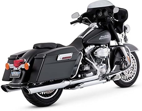 Vance & Hines 16763 Twin Slash 4 Rounds Chrome Slip On Mufflers For Harley-Davidson Touring 1995-2016 Bikes