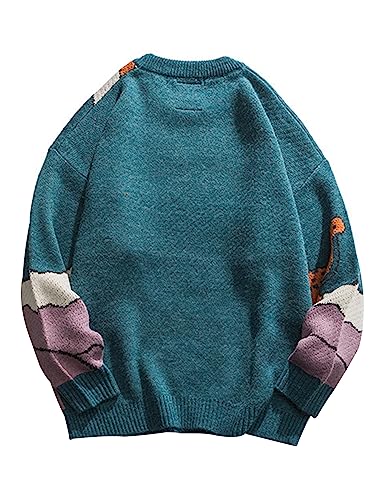 Image of Arssm Mens Oversized Dinosaur Sweater Knit Crewneck Vintage Tops