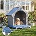Dovov Dog House Outdoor Indoor Waterproof, Large Plastic Dog House with Elevated Floor and Air Vents, Sturdy Puppy Shelter for Medium Large Dog, Easy to Assemble, (Blue 38×37×33 Inches)