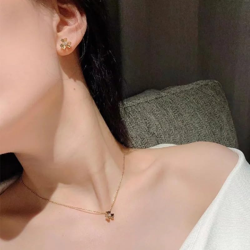 S925 Sterling Silver European Style Clover Heart Necklace For Women, Simple Lucky Grass Heart Choker Necklace - Sweet Four Leaf Clover Eternal Love Necklace, 4 Heart Clover Necklace - Image 3