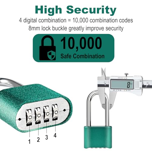 Image of Faburo 2pcs Combination Lock, 4-Digit Heavy Duty Combo Lock, Combination Padlock Outdoor Waterproof Gate Locks for Outdoor Fence, Locker, Sheds, Gym, Gate Hasps (2pcs-Long-Green)