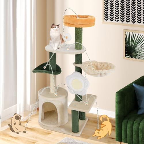 Árbol para Gatos Tangkula con Plataforma Floral y Rascador miniatura 3