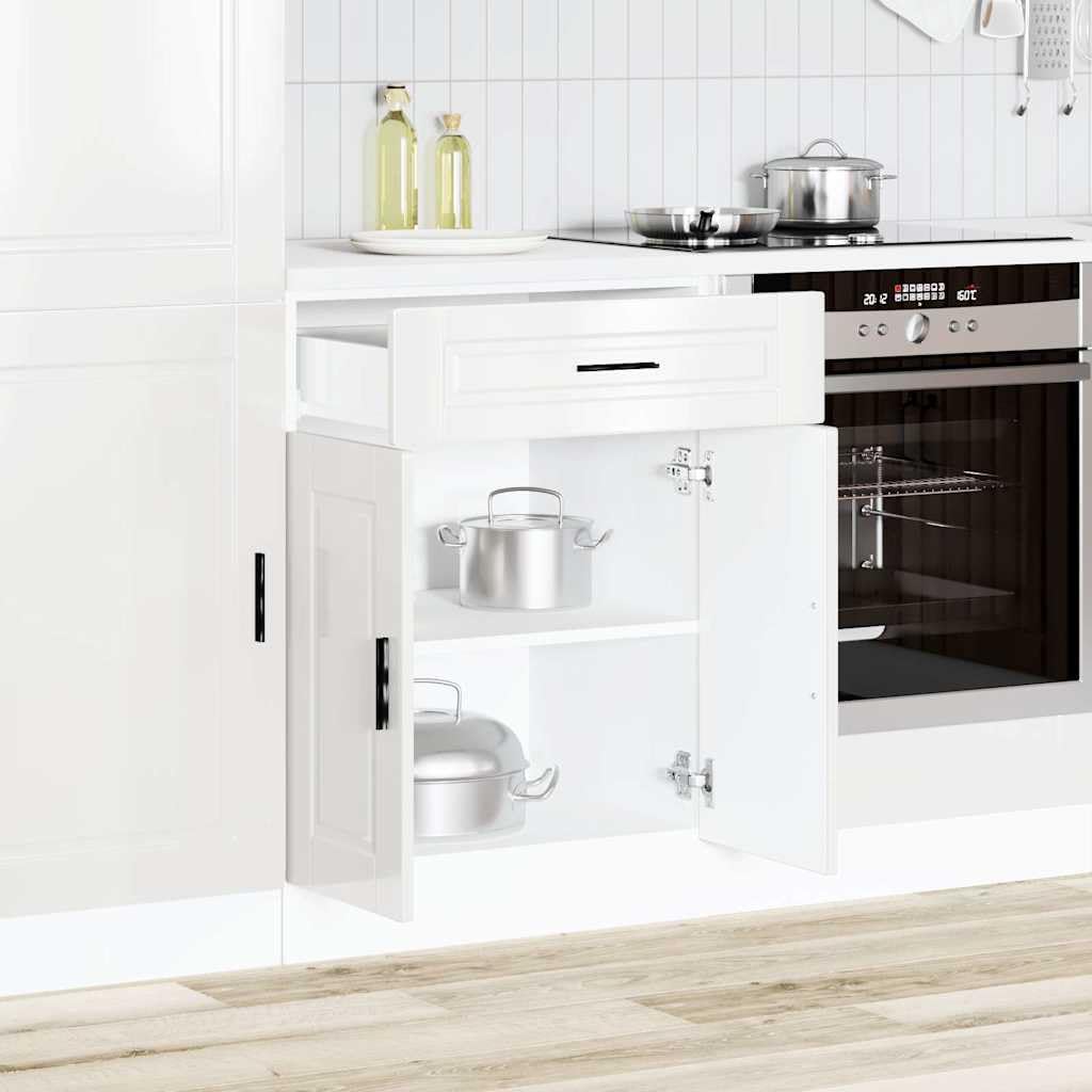 vidaXL Armoire de Cuisine Porto Blanc Brillant Bois ingénierie