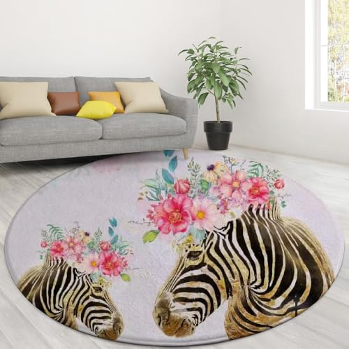 Tapis rond moelleux motif floral nordique 3D pour réchauffer votre chambre - 5