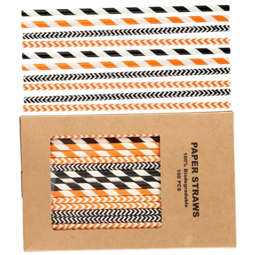 Pitillos de papel Kraft biodegradables para fiesta de Halloween 100 pcs miniatura 1