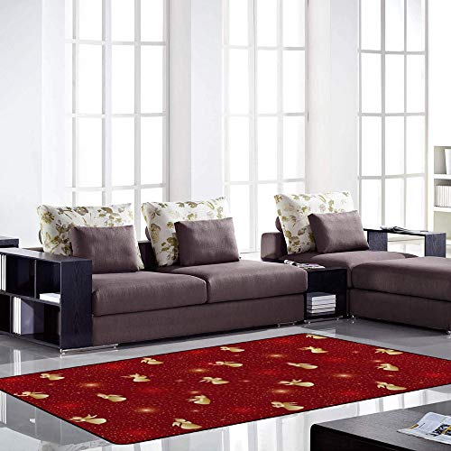 Tapis de salon imprimé étoiles rouges et anges dorés Ruchen - 3