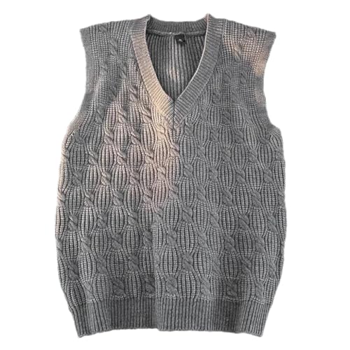 Men'S Fall Winter Casual Sweater Vest V-Neck Sweater Middle-Aged Sweater Sleeveless Vest White Xl2