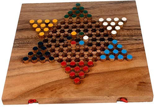 Terrapin Trading Ltd Fair Trade Thai Thailand Wooden Rainwood Chinese Checkers Set Wooden Box 24x13x3