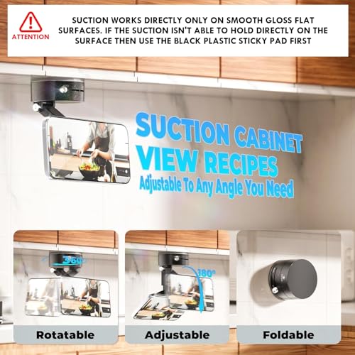 Image of RIGGEAR Magnetic Car Phone Holder for Dashboard, Glass with 360 Rotatable Suction Base Mobile Mount Stand Compatible with MagSafe iPhones /All Android Phones for Kitchen,Gym,Mirror,Office Desk