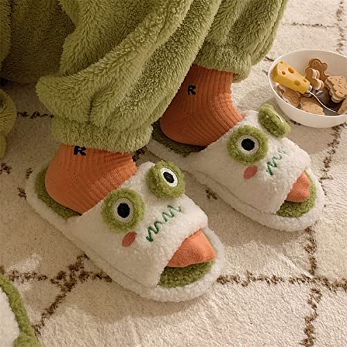 Jfxgjuv Fluffy Frog Slides Cartoon Slippers for Women Soft Sandals Cute Plush House Slippers Indoor Outdoor4