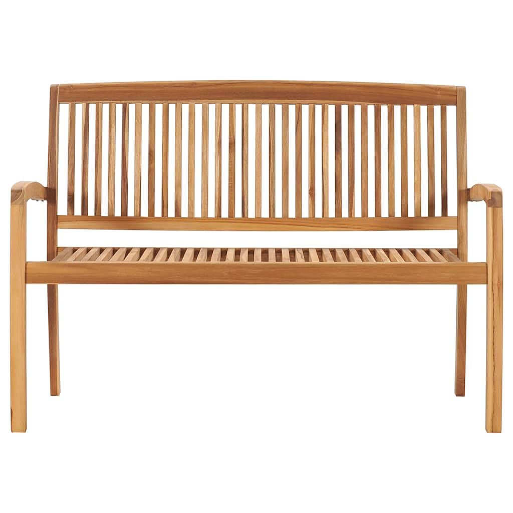 Banco de jardín apilable de 128,5 cm de madera maciza de teca, secado técnico y finamente pulido para una textura suave, ideal para jardín, patio o patio
