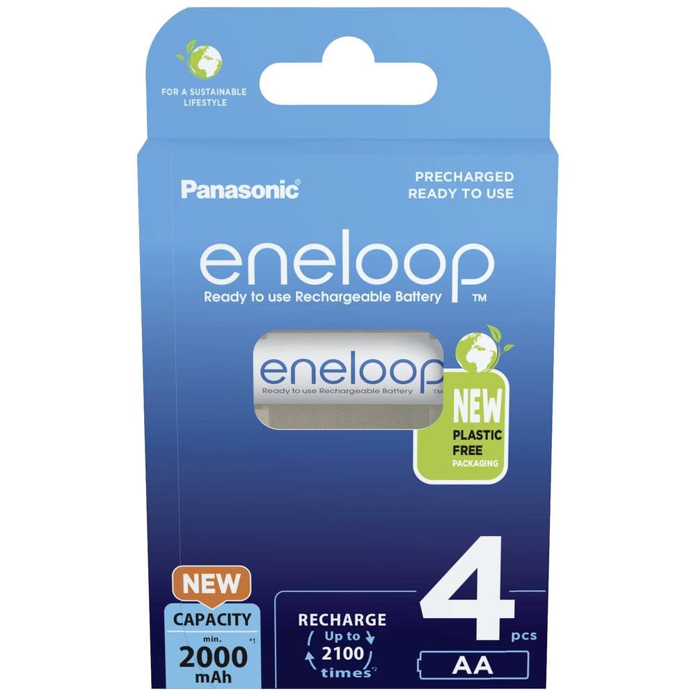 eneloop - AA Akkus Wiederaufladbar (4 Stück) - 2000 mAh NiMH Batterien