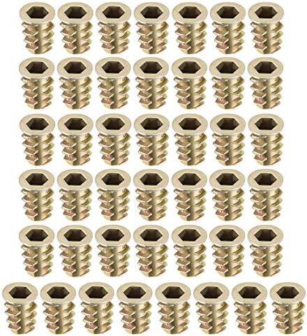 sourcing map Furniture Threaded Insert Nuts Zinc Alloy M6 Internal Threads 10mm Length 50pcs