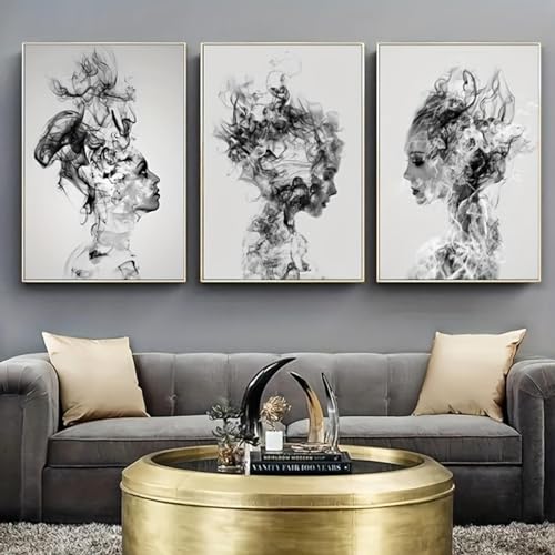 Décoration murale maison triptyque noir et blanc grand format KEBIA - 5