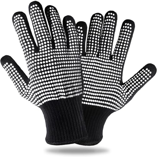 Teenitor 2 Pcs Heat Resistant Gloves With Silicone Bumps, Heat Resistant Gloves For Sublimation, Heat Protection Gloves For Hair Styling White