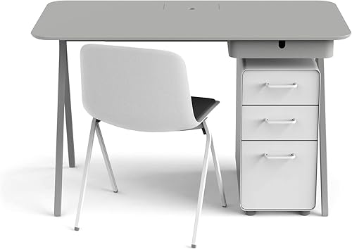 Miniatura 3 de Poppin Clave del Éxito - Gris claro, 48", el juego incluye 48" Key Desk, Key Chair con almohadilla de asiento, Archivador delgado de 3 cajones,