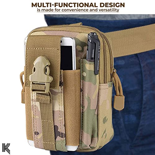 Image of Kraptick Multi-Purpose Water Resistant Waist Bag with Dual Compartment, Waist Bag Mobile Phone Holder, Waist Pack for Men, Women Camping Hiking Pouch (CP Camouflage)