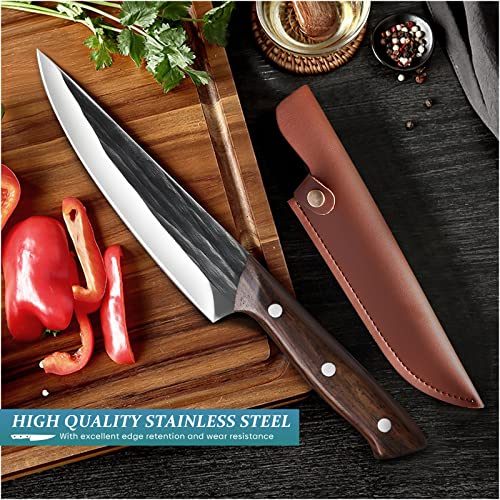 Zeng Butcher Knife Boning Knife With Sheath Viking Knife For Meat Cutting With Sharp Blade Wooden Handle Meat Knife Cleaver Fruits Knife Fillet Knife Kitchen Chef Knife For Home Kitchen And Restaurant #TOP4