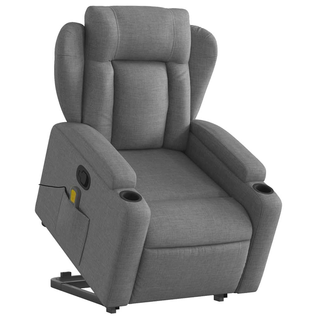 Silla de Masaje reclinable de pie de Tela Gris Oscuro Sillón Reclinable Elevador Eléctrico para Personas Mayores con Función Manual