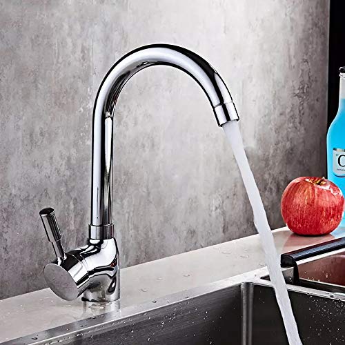 Robinet d'évier de cuisine de style commercial mitigeur en laiton chromé robuste avec flexible 1-2