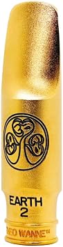 Theo Wanne Earth 2 Alto Saxophone Pro-Level Mouthpiece - 24 Carat Gold Plated - Long Roll Over Baffle - Medium-Bright Sound - Small Chamber Includes Reed Replacer Cap