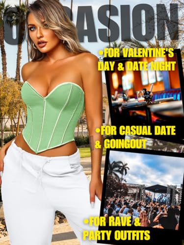 Image of ChiaoLezhee Heart Corset Top For Women, Sexy Concert Outfits Going Out, Strapless Crop Top, Overbust Bustier