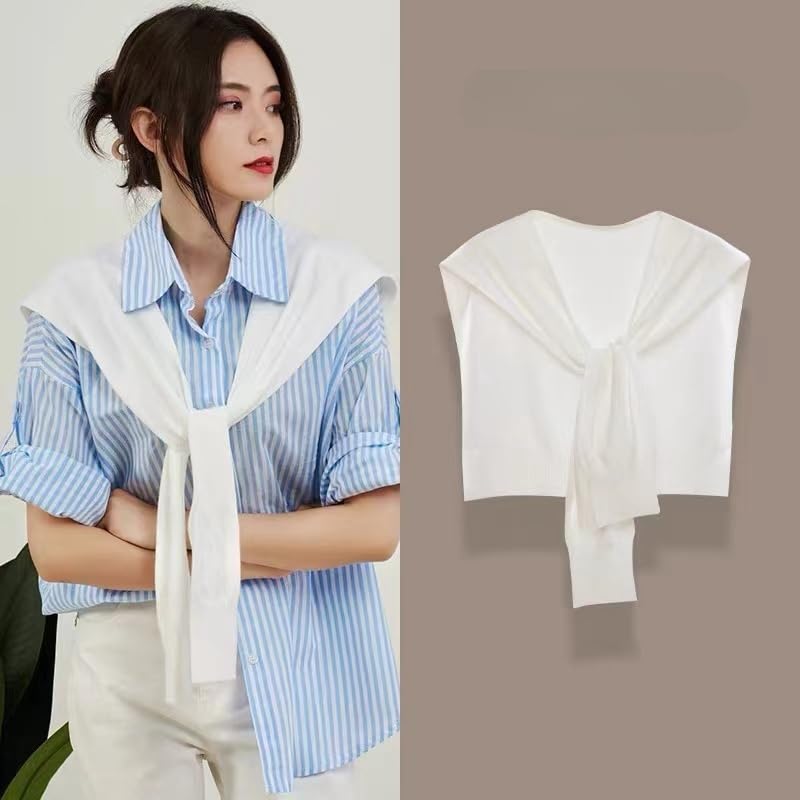 Image of WaJuemy Sweater Shawl Wraps for Women Sweater Knitted Knotted Shawls Travel Casual Scarf Cape Shoulder Tops Fashion Wrap