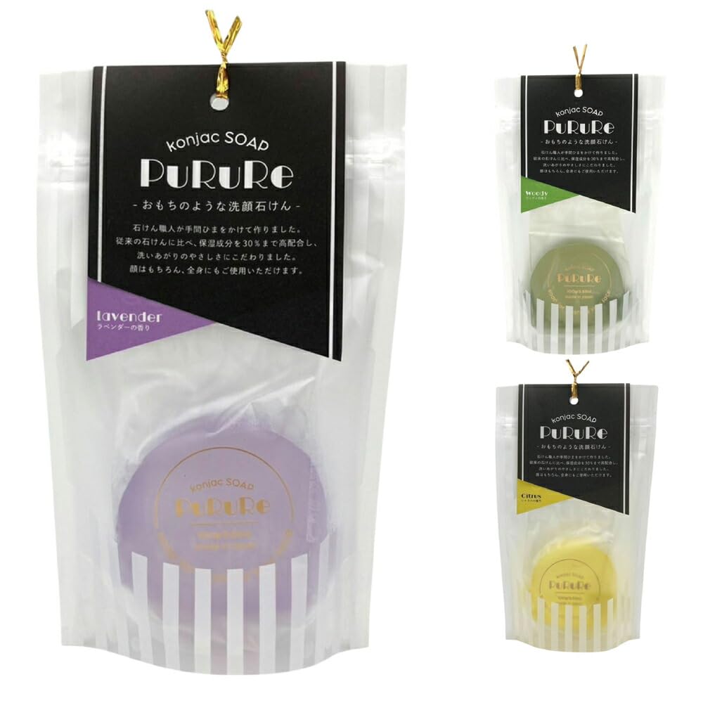 Amazon | PuRuRe 洗顔石鹸 こんにゃく石鹸 100g 固形 シトラス 乾燥肌