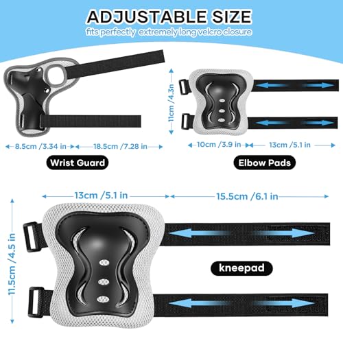 Knieschoner Kinder Schonersets für Kinder Ab 3 Jahre Knieschützer Inline Skates Schoner für Skateboard Roller Fahren Outdoor Sport (Schwarz)