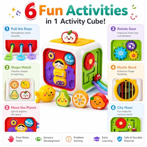 Image of Brand Conquer Montessori Toys 7 in 1 Baby Sensory Toys for Kids Educational Learning Shape Sorter Activity Stacking Baby Interactive Toy Fine Motor Skill (6 in 1 Enlightenment Cube)