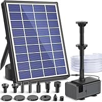 POPOSOAP Solar Springbrunnen für Außen, 6,5W Teichpumpe Solar mit verbessertem Trockenlaufschutz und doppellagigen Düsen, 1,5 m Schlauch für Teich, Vogelbad, Gartenwasserspiel