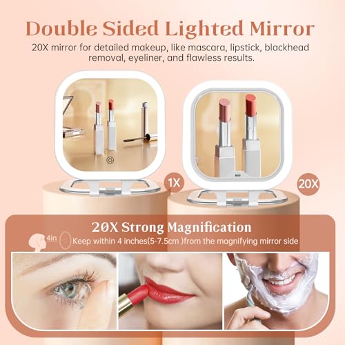 Rechargeable Travel Makeup Mirror DROPS TO (Color: 3.5" White D) - image 5