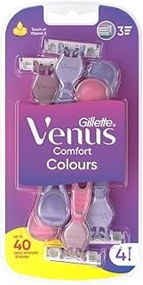 Gillette Venus 3 maquinillas de afeitar desechables para mujer con 3 cuchillas y tira de humedad, paquete de 4 maquinillas de afeitar