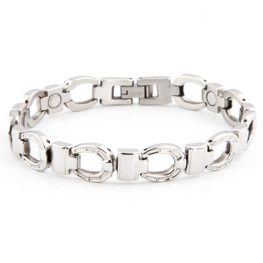 Lucky Hufeisen Edelstahl Energie Magnetarmband Glücksbringer silber allergiefrei Energetix 4you 5691 Größe L/XL