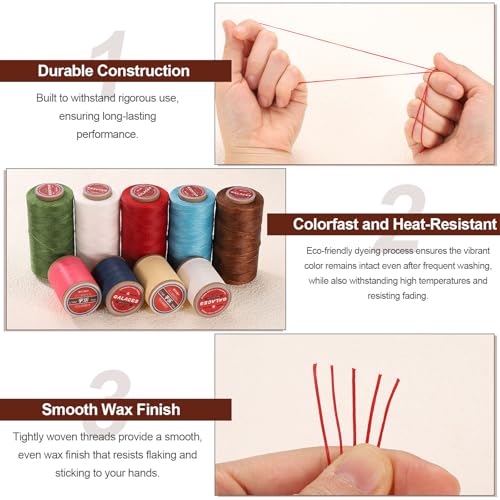 Hilo encerado plano para coser, 270m, poliéster, rojo miniatura 5