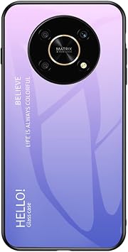 Compatible with Honor X9 Gradient Glass Pattern 360Full Body Coverage Gradient Hard Tempered Glass + Soft Silicone TPU Shockproof Protective Phone Cover Case