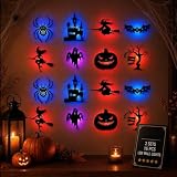 Set di adesivi da parete a LED per Halloween, decorazione colorata retroilluminata luminosa, facile installazione adesiva, atmosfera spettrale per camera da letto, ingresso, finestra, festa